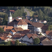 Bodenmais, Mari Himmelfahrt, Blick von der Klause auf die Pfarrkirche Mari Himmelfahrt