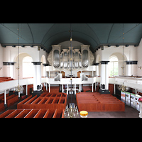 Leer, Groe Kirche, Blick von der gegenberliegenden Empore zur Orgel