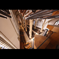 Rheine, St. Dionysius, Blick vom Positiv unter den Chamaden in die Kirche