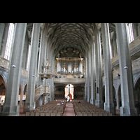 Halle (Saale), Marktkirche Unserer Lieben Frauen, Innenraum / Hauptschiff in Richtung Hauptorgel