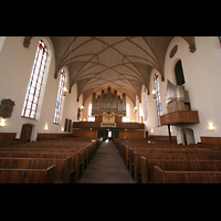 Frankfurt am Main, Katharinenkirche, Innenraum / Hauptschiff in Richtung Orgel