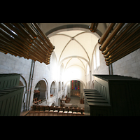 Zrich, Gromnster, Blick vom Spieltisch ber die Rckpositive in die Kirche