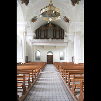 Engelberg, Klosterkirche, Innenraum mit Blick zur Hauptorgel