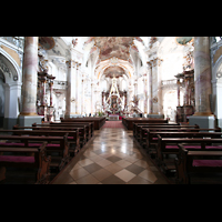 Bad Staffelstein, Wallfahrts-Basilika, Innenraum / Hauptschiff in Richtung Chor