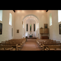 Berlin, Dorfkirche Marienfelde, Innenraum / Hauptschiff in Richtung Chor