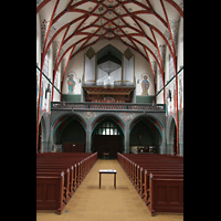 Ulm, St. Georg, Innenraum / Hauptschiff in Richtung Orgel