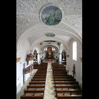 Immenstadt (Allgu), St. Nikolaus, Blick von der Orgelempore in die Kirche