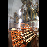 Fssen, Basilika St. Mang, Spieltisch und Hauptorgel