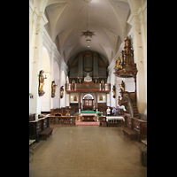 Linz, Stadtpfarrkirche, Innenraum / Hauptschiff in Richtung Orgel