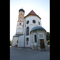 Marktoberdorf, St. Martin, Auenansicht vom Chor aus mit seitlichem Turm