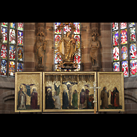 Nrnberg (Nuremberg), Frauenkirche am Hauptmarkt, Hauptaltar (um 1445), aus der Augustinerkirche, genannt Tucheraltar