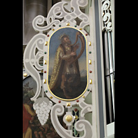 Braunschweig, Klosterkirche St. Mariae, Bild vom Harfe spielenden Knig David am Orgelprospekt links