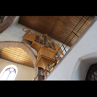 Basel, Predigerkirche, Blick vom Chor unten zur Schwalbennestorgel