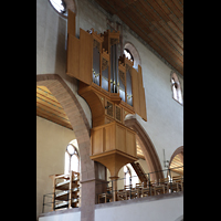 Basel, Predigerkirche, Blick vom Chor unten zur Schwalbennestorgel