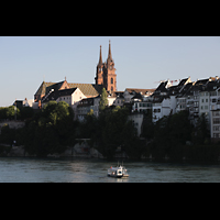 Basel, Mnster, Abendlicher Blick ber den Rhein zum Mnster