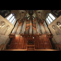 Fribourg (Freiburg), Cathdrale Saint-Nicolas, Hauptorgel mit Spieltisch