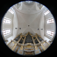 Freiberg, St. Petri (-Nikolai), Orgel mit Blick ins Gewlbe