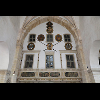 Merseburg, Dom St. Johannes und St. Laurentius, Vorhalle mit Orgelrckwand aus Teilen des ehem. barocken Frstenstuhls