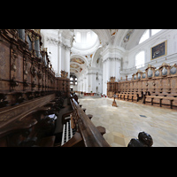 Weingarten, Basilika  St. Martin, Seitlicher Blick vom Chorraum auf die Chororgelteile und zur Hauptorgel