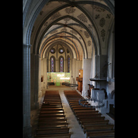 Lausanne, Saint-Franois, Blick von der Hauptorgelempore in die Kirche