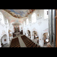 Arlesheim, Dom, Blick von der Orgelpore am Rckpositiv vorbei in den Dom