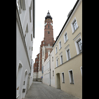 Ansicht mit Turm von Westen von In der Bürg Straubing, Basilika St. Jakob, Ansicht mit Turm von Westen von In der Bürg