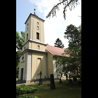 Berlin, Dorfkirche Heiligensee, Ansicht von Sdwesten mit Turm