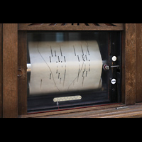 Berlin, Musikinstrumenten-Museum, Scheola-Orgel-Harmonium - Rolle mit Lochpapier fr selbstttiges Spiel