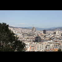 Barcelona, La Sagrada Familia, Blick vom Montjuc auf die Stadt mit der Sagrada Familia