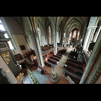 Helmstedt, Stadtkirche St. Stephani, Blick ber das Rckpositiv in die Kirche