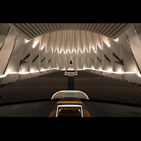 Santa Cruz de Tenerife (Teneriffa), Auditorio de Tenerife, Blick ber den gedrehten Spieltisch in den Saal