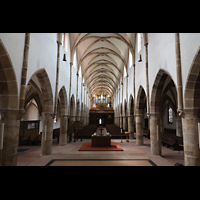 Landau, Stiftskirche, Innenraum in Richtung Orgel