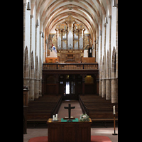 Landau, Stiftskirche, Innenraum in Richtung Orgel