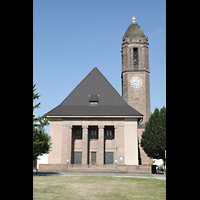 Worms, Lutherkirche, Ostfassade, Ansicht vom Karlsplatz