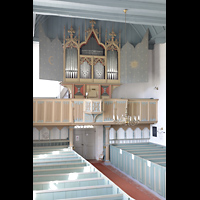 Krummhrn, Reformierte Kirche, Blick von der Kanzel zur Orgel