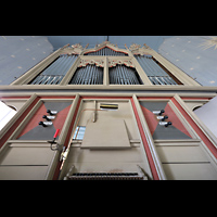 Krummhrn, Reformierte Kirche, Spieltisch und Orgel perspektivisch