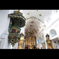 Alttting, Basilika St. Anna, Kanzel und Blick zum Chor