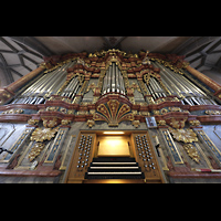 Alttting, Stiftskirche St. Philippus und Jakobus, Orgel mit Spieltisch perspektivisch