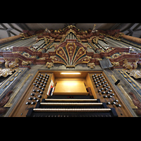 Alttting, Stiftskirche St. Philippus und Jakobus, Orgel mit Spieltisch perspektivisch