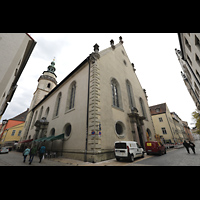 Regensburg, Dreieinigkeitskirche, Ansicht von der Glockengasse von Sdwesten