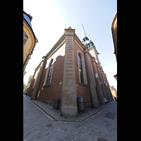 Stockholm, Deutsche St. Gertruds-Kirche, Blick von Norden auf die Nord- und Ostseite der Kirche