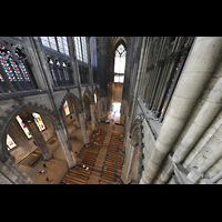 Kln (Cologne), Dom St. Peter und Maria, Blick vom Spieltisch der Langhausorgel ins Langhaus nach Westen