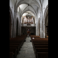Sion (Sitten), Cathdrale Notre-Dame du Glarier, Hauptschiff in Richtung Orgel