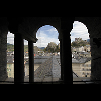 Sion (Sitten), Cathdrale Notre-Dame du Glarier, Blick durch die Turmbgen zu Notre-Dame de Valre