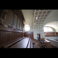 Zrich, Kreuzkirche, Orgel, Spieltisch und Innenraum