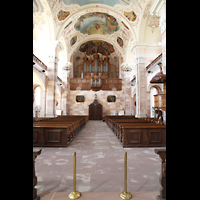 Ebersmunster (Ebersmnster), glise Abbatiale (Abteikirche), Innenraum in Richtung Orgel