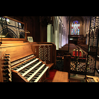 Denver, St. John's Episcopal Cathedral, Spieltisch mit Blick ins Hauptschiff