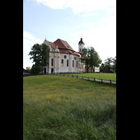 Steingaden, Wieskirche - Wallfahrtskirche zum gegeielten Heiland, Auenansicht, Sdseite