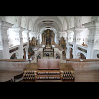 Irsee, St. Peter und Paul (ehem. Abteikirche), Blick vom Spieltisch in die Klosterkirche