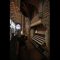 Chester, Cathedral, Blick vom Spieltisch ins Langhaus